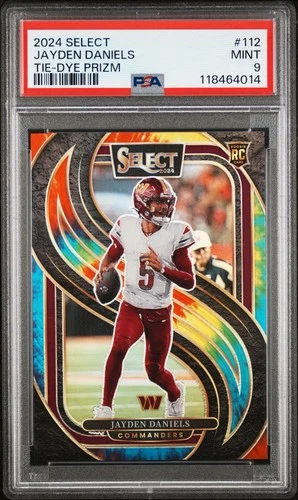 2024 Panini Select Football Jayden Daniels Tie-Dye Prizm Rookie /25 PSA 9 #112