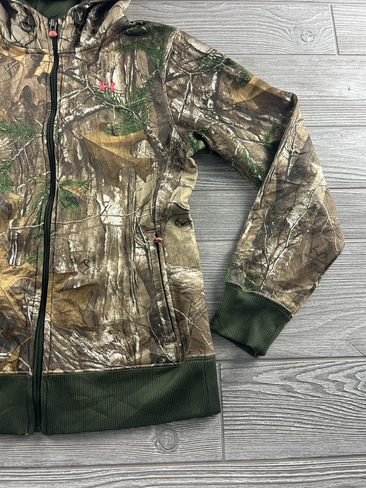 Under Armour Women’s Camo Full Zip Hoodie Jacket Medium Realtree Pink Logo Small - Image 2 of 4