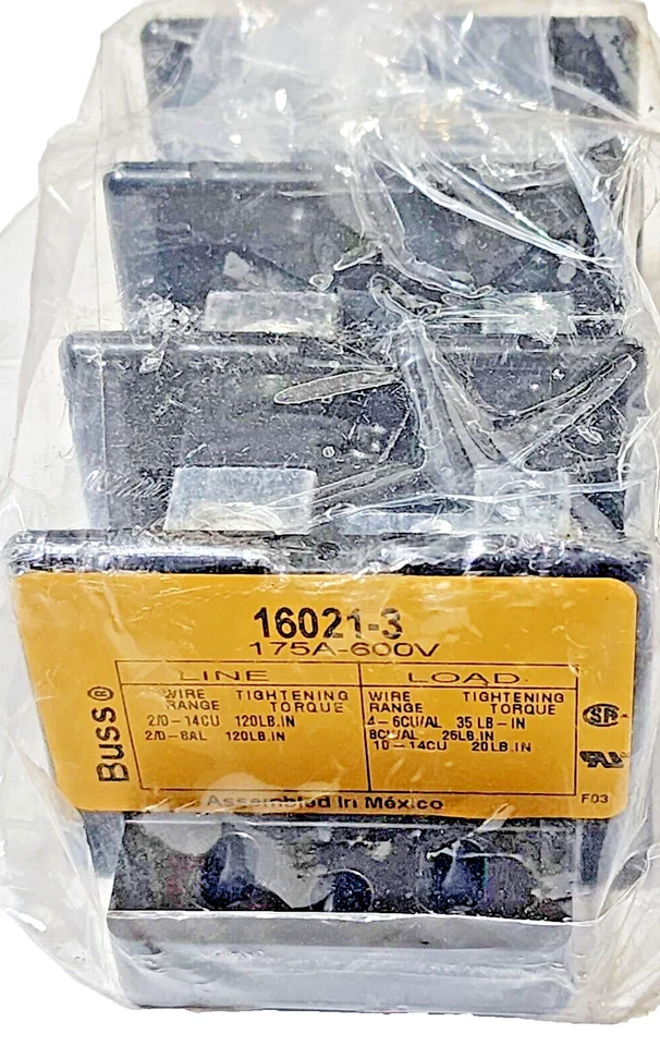 Bussmann 16021-3, 160213, 3-Pole 175 Amp Fuse Block 600Vac (New no Box) - Image 2 of 4