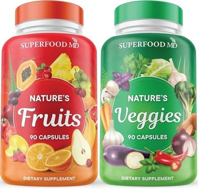 Superfood MD Nature s Fruits + Nature s Veggies Vegan Non-GMO 90 Capsules (2)