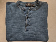 Double RL RRL Ralph Lauren Henley Indigo Waff...