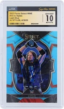 AJ Styles Signed 2023 Panini Select Light Blue Prizm #16 #/249 CGC 10/10 Card