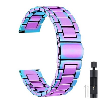 22mm Brush Metal Watch Band Solid Stainless Steel Bracelet Straps