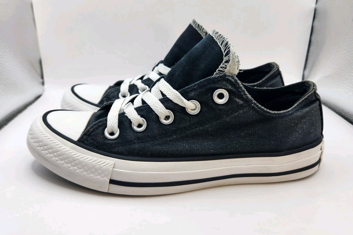 Converse All Star Womens Size 6 Black Flower Double Tongue Low Top