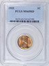 1933 LINCOLN WHEAT CENT PCGS MS65 RD CHOICE BU