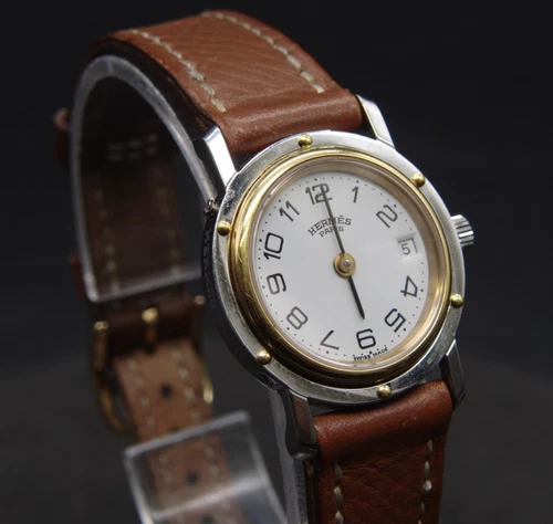 Hermes - Paris 318774 Brown Leather Woman's Wrist Watch (Non-Working)