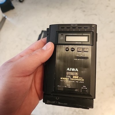 Vintage Aiwa HS-J505 Black Portable Cassette Player & Recorder