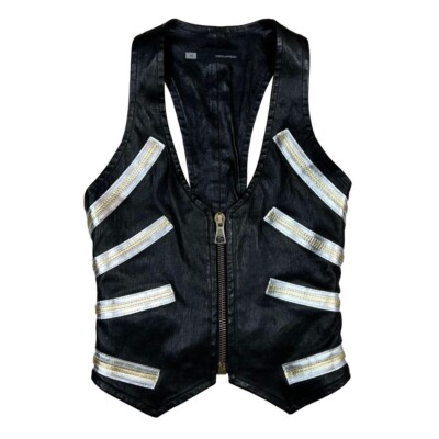 Vintage Runway Dsquared2 Herbst 2003 Leder Bustier Leder Vintage Top Ad Naomi