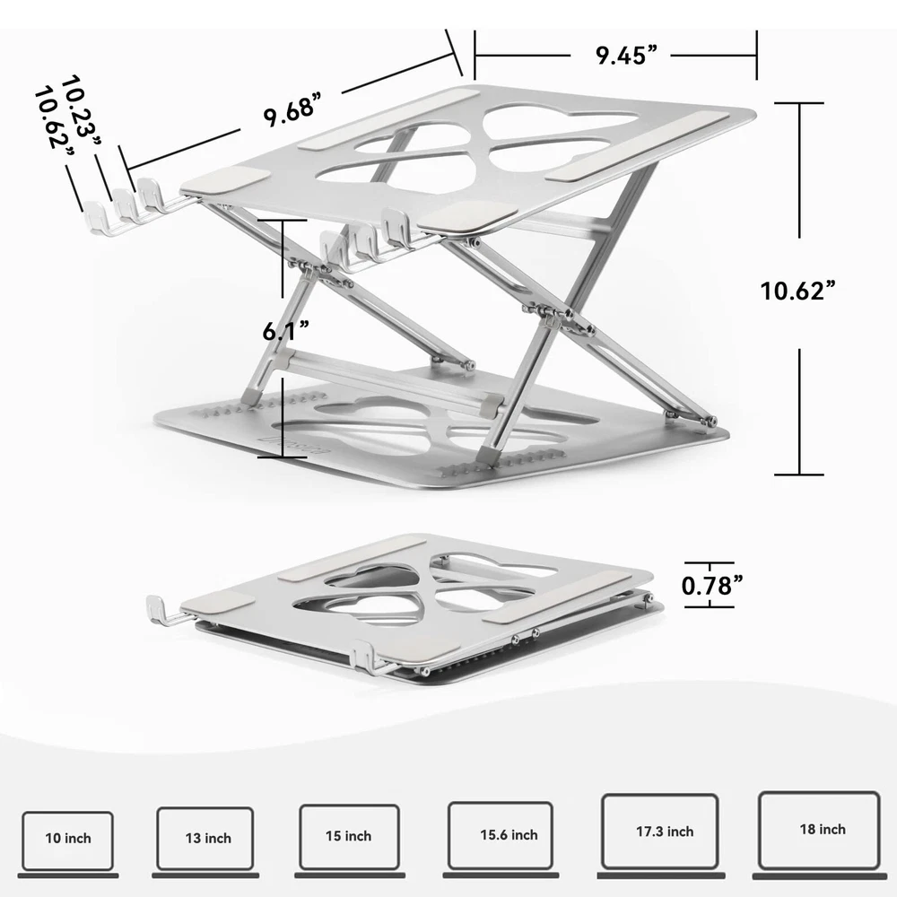 Adjustable Laptop Stand for Desk Holds Up to 55 lbs Fits 10-20 Inch Laptops