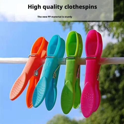24Pcs Plastic Laundry Clothes Pins Colors Hanging Drying Long US Clips A6X2