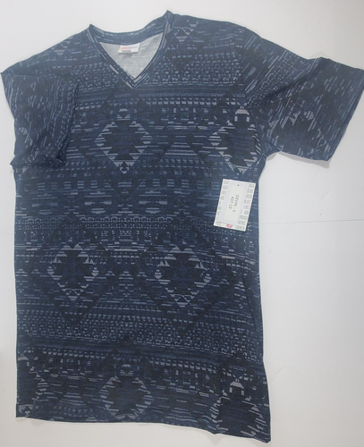 Lularoe Devin Blue Pattern T-shirt - V-Neck Size S NWT - 第 1/3 張圖片