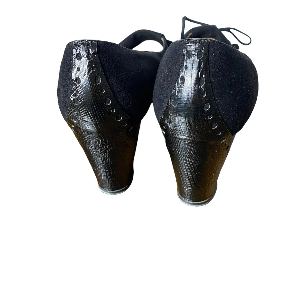 Zapatos de tacón de gamuza negros Hill and Dale vintage para mujer talla 7 hechos en EE. UU. Foto 4 de 4