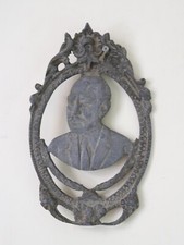 Vintage Metal Icon of Egyptian President Mohamed Anwar El Sadat, Hand Carved