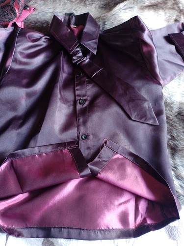 BOYS JK ETHIC WEAR 4PIECE SHINY SUIT BURGUNDY/ MAROON /RED AGE 8-9 - Picture 10 of 10