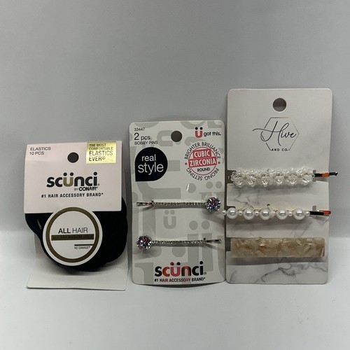 Scunci Real Style Cubic Zirconia Bobby Pins & Elastics - Picture 14 of 19