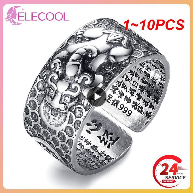 1~10PCS Feng Shui Pixiu Mani Mantra Protection Wealth Ring Charms Ring Amulet We