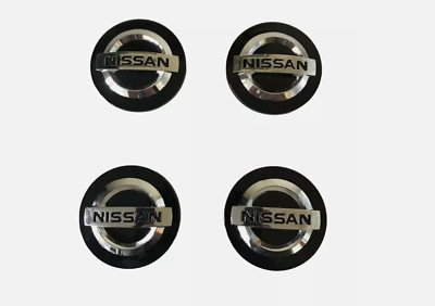 Set of 4 BLACK Nissan 54mm Wheel Center Caps for Altima Maxima Murano