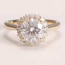 Gorgeous Simulated 3.10CT White Round Sapphire Halo Engagement Ring 935 Silver