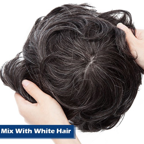 30mm Curl Mens Toupee 100% Human Hair Replacement System Hairpiece Topper Short - Picture 13 of 53