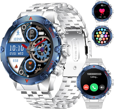 Smartwatch Herren mit AMOLED Touchscreen Telefonfunktion Sportmodi Wasserdicht