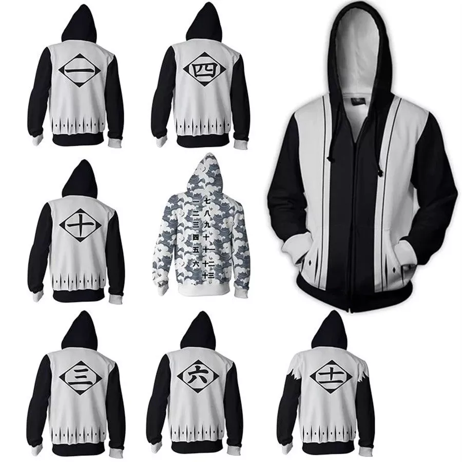 2022 Bleach Anime Hoodie Kurosaki Ichigo Printed Hoodie Sweatshirts Men and  Women Casual Sport Pullover Zipper Tops