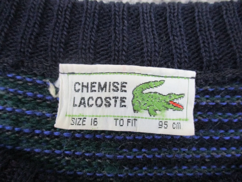 Lacoste Jumper/Sweater/Pullover 16 95cm Long Sleeve Knit Vintage Blue Wool - image 4 of 4