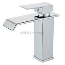 Modern Bathroom Waterfall Sink Faucet Single Handle Hole Wash Basin Mixer Tap