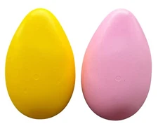 VTG Easter Egg Blow Molds Pastel Yellow Pink 13" Set 2 Sun Hill Yard Decor