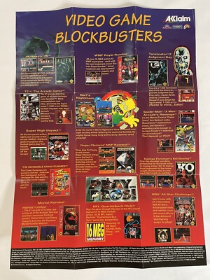 Akklaim Video Game Blockbusters Poster Sega Genesis | eBay