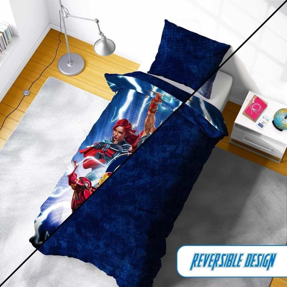 Juego de funda nórdica y funda de almohada individual reversible Disney Marvel Avengers Heroes Foto 2 de 4