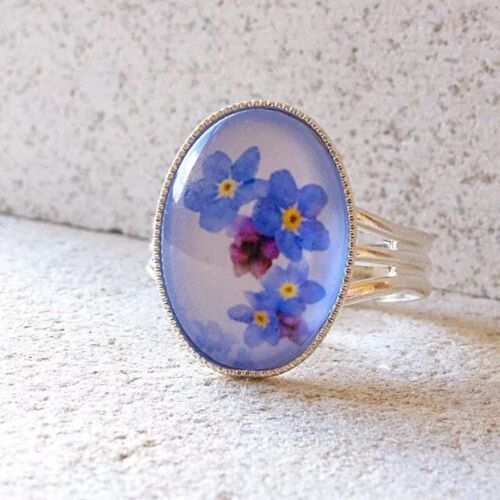 Forget-me-not Flower Ring - Adjustable Size - Picture 1 of 2