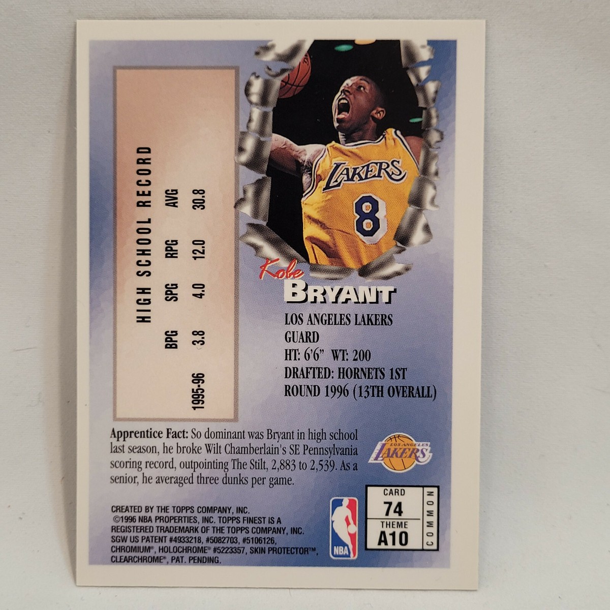 1996-97 Topps Finest Kobe Bryant Apprentices Rookie Card RC #74 | eBay