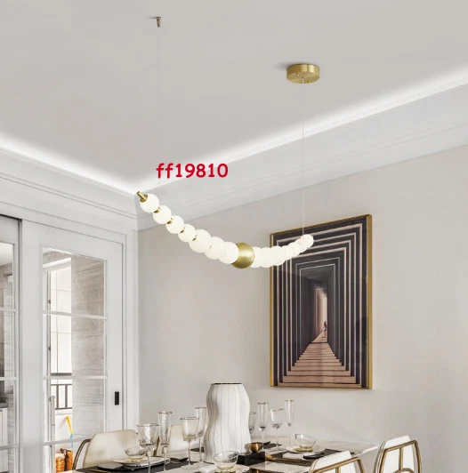 Modern Brass Acrylic Linder Chandelier Light Luxury Creative Bedroom Dining Rm