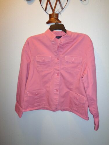 Lands End Women's Pink Denim Jacket Size XL - image 1