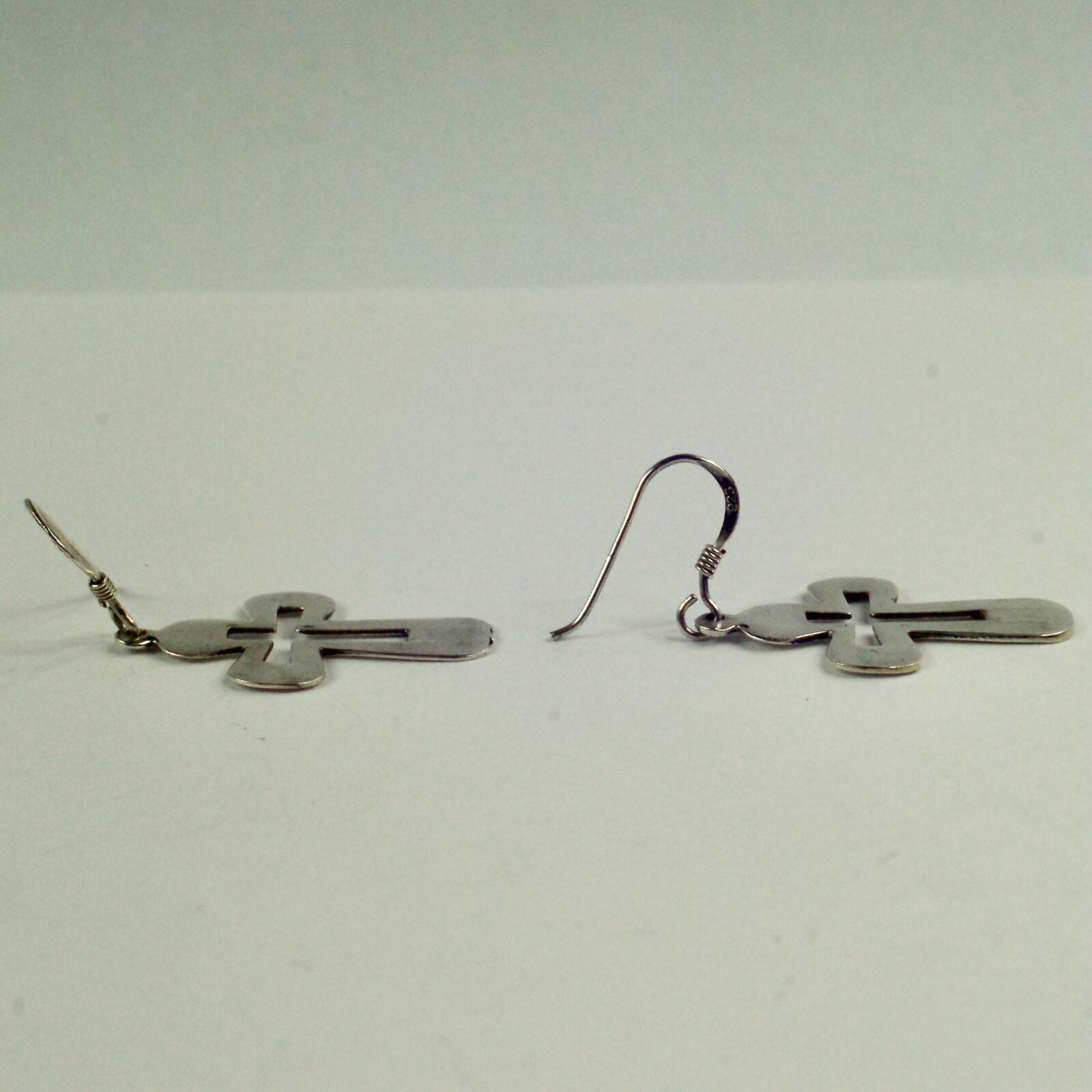 sterling silver simple flat open cross hook drop … - image 12