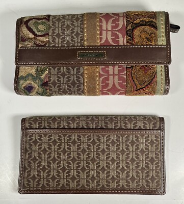 Fossil Monogram Wallet Material with Leather Trim Includes Checkbook Cover