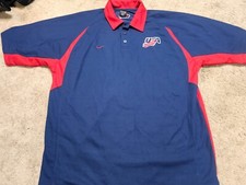 TEAM USA Hockey Blue Nike Player Pro XL Locker Room Worn Polo Shirt