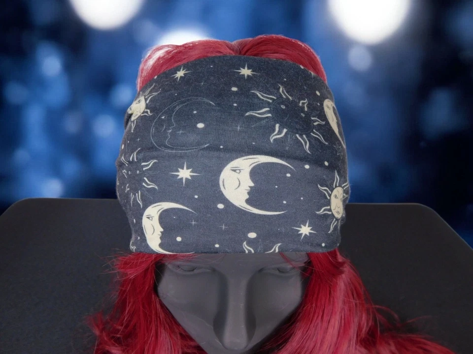 Diadema Estampado Luna y Sol Bruja Boho Cósmica Hippie Festival Estética Foto 2 de 4