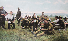 1908 Postkarte, US Milit&auml;rfoto, Morgen in der Armee, aus Woolrich PA versandt