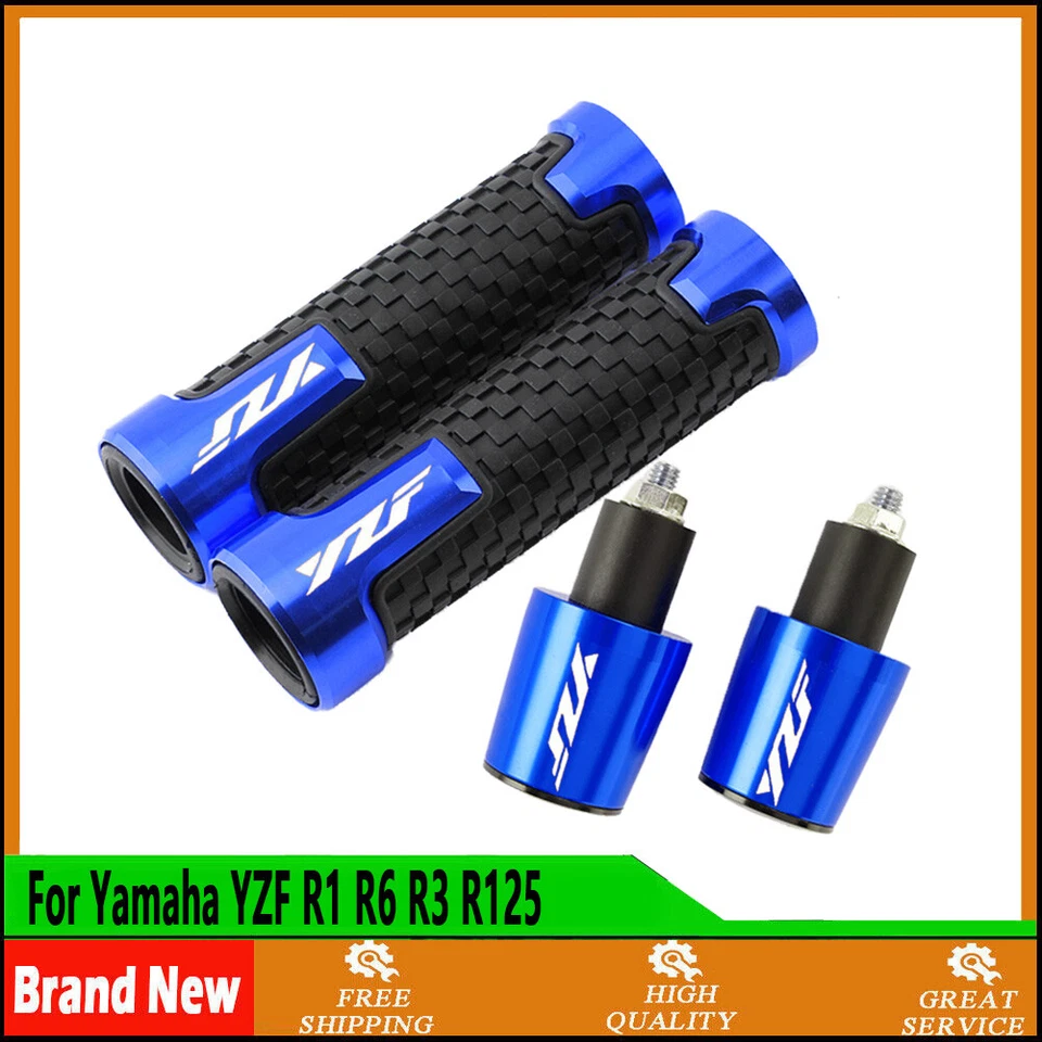 For Yamaha YZF R1 R6 R3 R125 7/8" 22MM CNC Handlebar Hand Grips Handle End Cap Foto 3 de 4