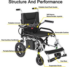 Dual Motor Adult Wheelchair Lightweight 37.5lbs Foldable Weight Capacity 265lbs