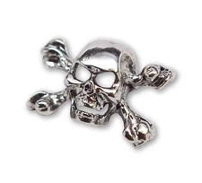 Gothic Skull & Crossbones Jacket or Hat Pin Polished Silver Finish Pewter PIN-68