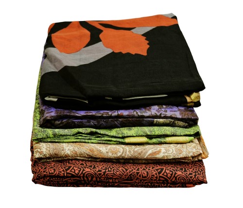 Vintage Lot Of 5 Sarees Recycled Used Felting Quilting Pure Silk Sari defects - Picture 6 of 21