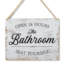 Wall Pediments Please Seat Yourself Funny Bathroom Sign 10x8 Inches Hanging