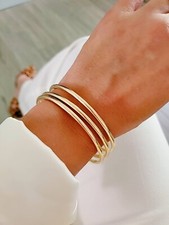 18k Gold Filled Stack Statement Bracelet Bangle/ Anniversary Gift For Women
