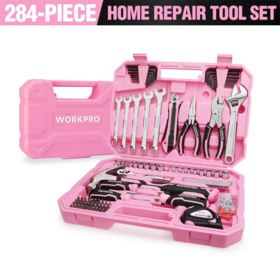#ad #ad WORKPRO Pink Household Home Tool Kit 284PC Mechanic Tool Set with Socket Set $58.99