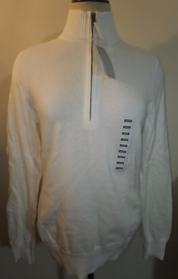 Women's Foxcroft White Long Sleeve 1/4 Zip Pullover Sweater Top Size Medium