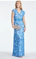 Sachin Babi Leah Mediteranean Blooms Floral Chiffon Gown Size 4 365