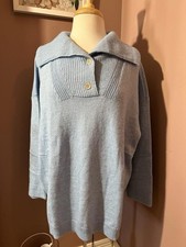 Talbots Button Cowl Sweater Womens Plus Size 3X Blue New