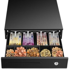 Kassenlade Elektrisch, Kassenschublade mit 5 Münzfächer, 4 Scheinfächer, Geld...